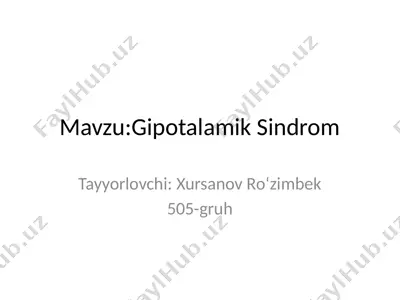 gipotalamik sindrom — PPTX