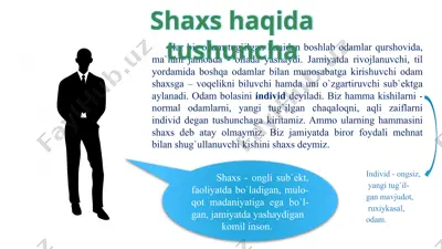 shaxs va individ haqida tushuncha — PPTX