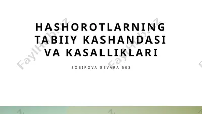 hashorotlarning tabiiy kashandasi va kasalliklari — PPTX