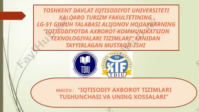 iqtisodiyotda axborot-kommunikatsion texnologiyalari tizimlari — PPTX