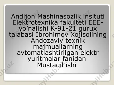 tokarlik vint qirquvchi dastgohning boshqarish sxemasi — PPTX