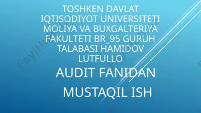 ichki audit vazifalari — PPTX