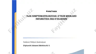 yuik simptomatologiyasi. o'tkir miokard infarktida ekg o'zgarishi — PPTX