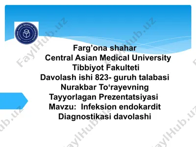 infeksion endokardit diagnostikasi va davolashi — PPTX