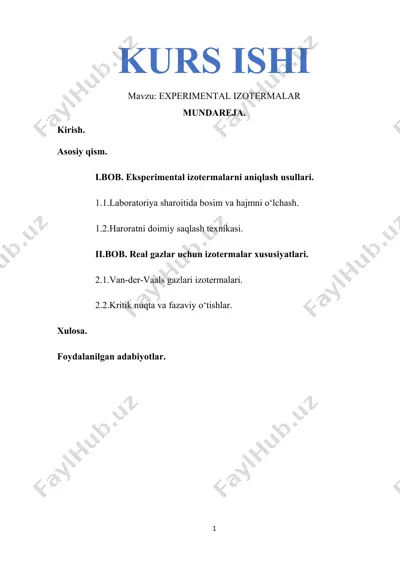 experimental izotermalar kurs ishi — DOCX