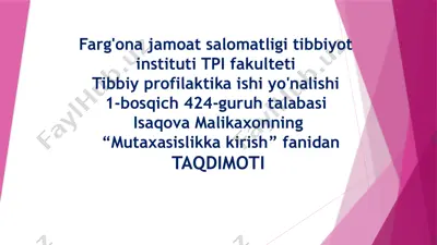 gigiyena fanining rivojlanish tarixi, maqsadi va vazifalari — PPTX