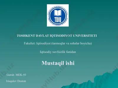 globallashuv jarayonlarining mamlakatlar iqtisodiy xavfsizligiga ta'siri — PPTX