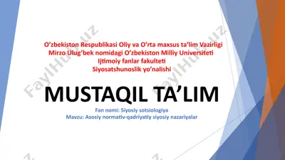 asosiy normativ-qadriyatiy siyosiy nazariyalar — PPTX