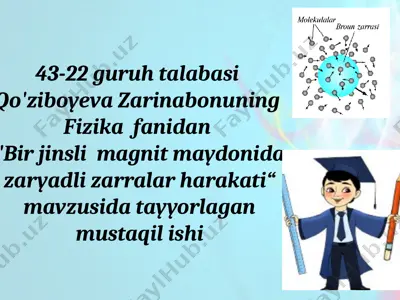 "bir jinsli magnit maydonida zaryadli zarralar harakati" — PPTX