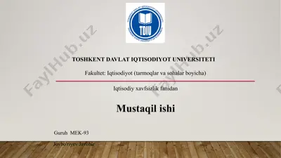 globallashuv jarayonlarining mamlakatlar iqtisodiy xavfsizligiga ta'siri — PPTX