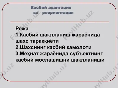 kasbiy adaptatsiya va reorientatsiya — PPT