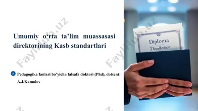 umumiy o‘rta ta’lim muassasasi direktorining kasb standartlari — PPTX