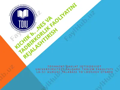 kichik biznes va tadbirkorlik faoliyatini rejalashtirish — PPTX