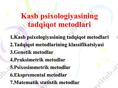 kasb psixologiyasining tadqiqot metodlari — PPT
