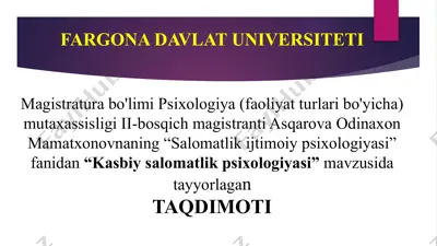 "salomatlik ijtimoiy psixologiyasi" — PPTX