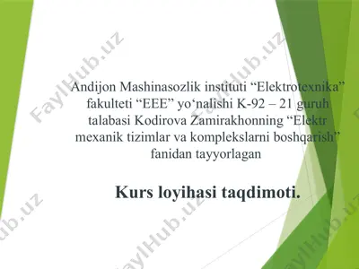 elektr mexanik tizimlari va kompleks boshqarish kursi — PPTX