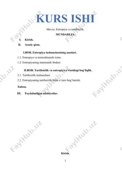 entropiya va tartibsizlik — DOCX