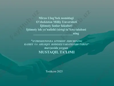 "o'zbekistonda ijtimoiy ishchining kasbiy va ahloqiy kodeksi yaratilishi tarixi" — PPTX