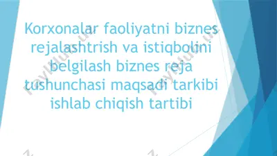 biznes-reja tuzilishi va rejalash — PPTX