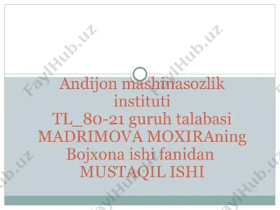 bojxona ishi fanidan mustaqil ish — PPTX