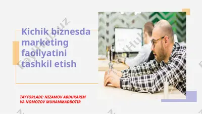 marketing faoliyatini tashkil etish — PPTX