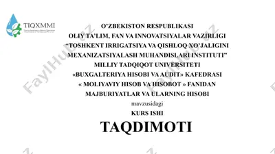 majburiyatlar va ularning hisobi — PPTX