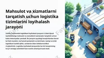 mahsulot va xizmatlarni tarqatish uchun logistika tizimlarini loyihalash jarayoni — PPTX
