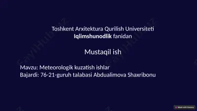 meteorologik kuzatish ishlari: kirish — PPTX