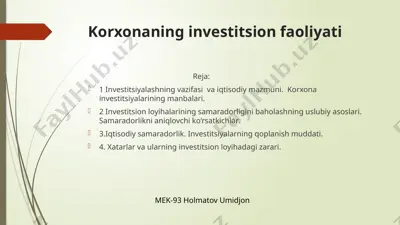 investitsion faoliyat — PPTX
