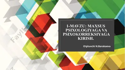 maxsus psixologiyaga va psixokorreksiyaga kirish — PPT