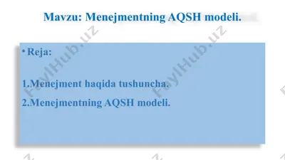 menejmentning aqsh modeli — PPTX