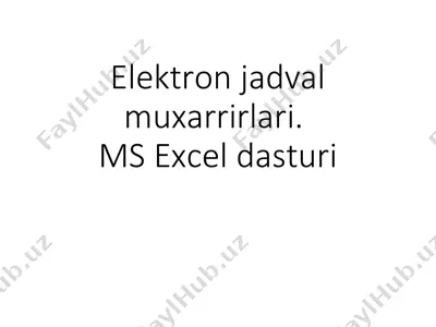 microsoft excel dasturi — PPT