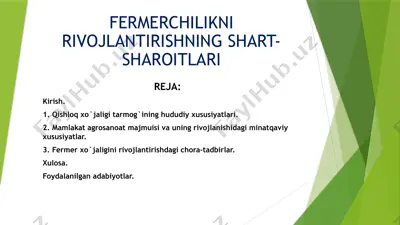 fermerchilikni rivojlantirishning shart-sharoitlari — PPTX