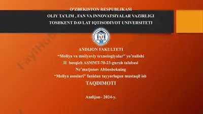 investitsion dasturlarni moliyalashtirish — PPTX