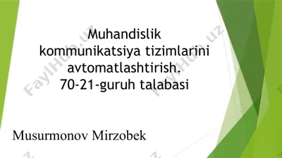 muhandislik kommunikatsiya tizimlarini avtomatlashtirish — PPTX