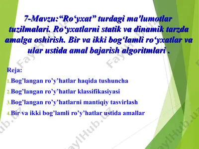 ro‘yxatlar tuzilmalari — PPT