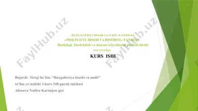 bankdagi hisob-kitob va maxsus schyotlarini yuritish hisobi — PPTX