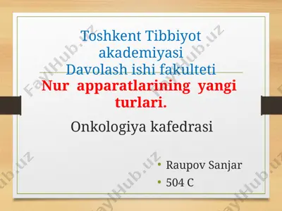 nur apparatlarining yangi turlari — PPTX