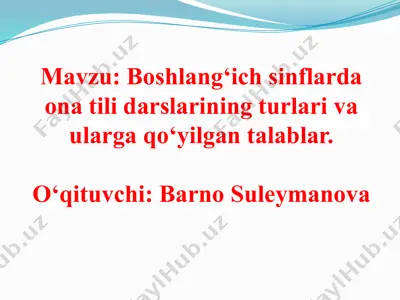 ona tili darslarining turlari va qurilishi — PPTX