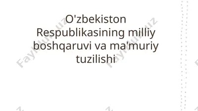 o'zbekiston respublikasining milliy boshqaruvi va ma'muriy tuzilishi — PPTX