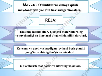 o’simliklarni ximoya qilish maydonlarida yong‘in havfsizligi choralari — PPTX