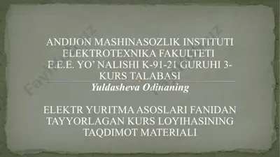 elektrodvigatel tanlash bo’yicha umumiy ma’lumotlar — PPTX