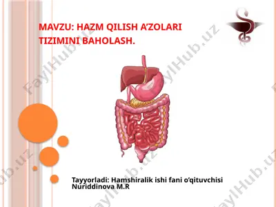 hazm a’zolari tizimini baholash — PPTX