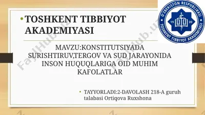inson huquqlariga oid muhim kafolatlar — PPTX