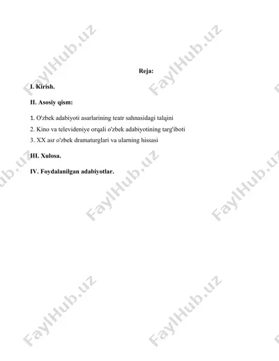 o'zbek adabiyoti teatr sahnasida — DOCX