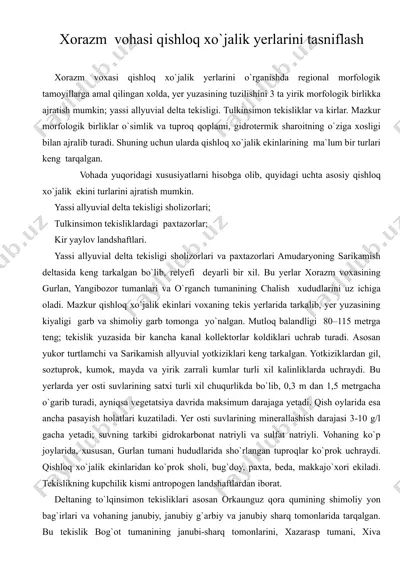 xorazm vohasi qishloq xo'jalik yerlarini tasniflash — RTF