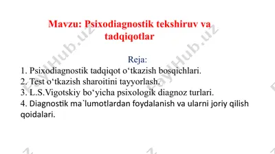 psixodiagnostik tekshiruv va tadqiqotlar — PPTX