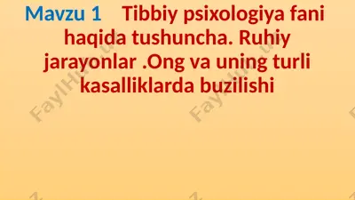 ruhiy hodisalar va tibbiy psixologiya — PPTX