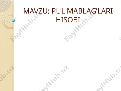 pul mablag’lari hisobini hisobga olish — PPTX