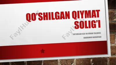 qo'shilgan qiymat solig'i (qqs) — PPTX